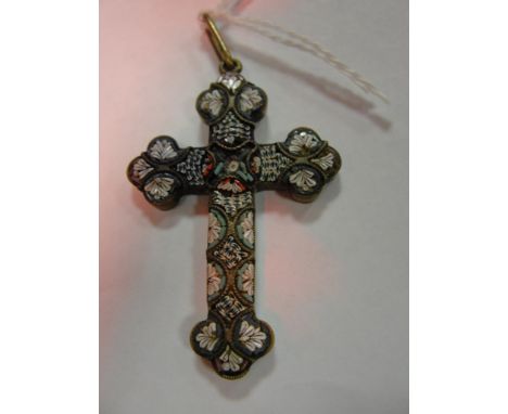 A vintage Italian micro mosaic crucifix