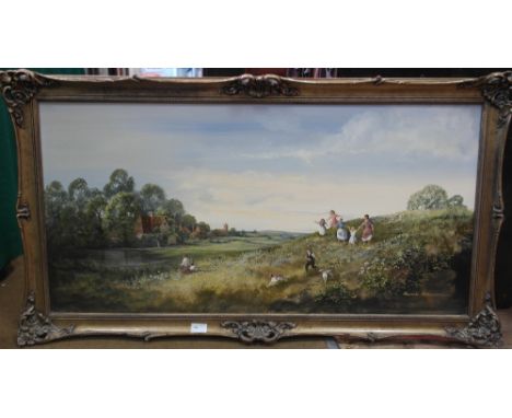 Ronald Horsewell (20th century): An oil on canvas depicting children playing in a riverside landscape, signed lower right, H 