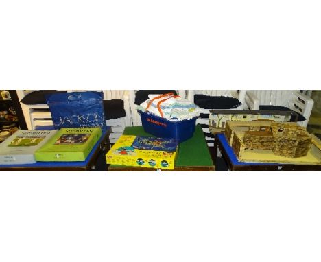 A quantity of vintage games, to include boxed Subbuteo table soccer, with boxed teams, Subbuteo table cricket, together with 