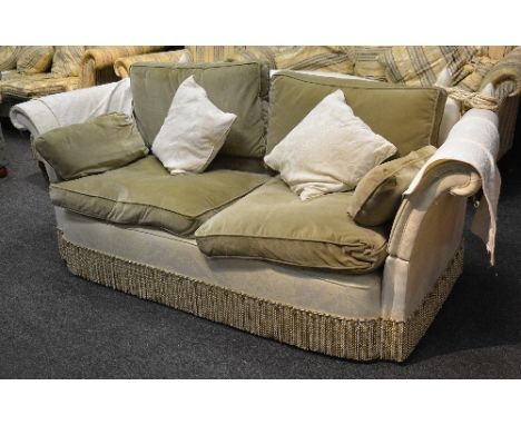 A modern fabric covered two seater sofa, 81cm high x 200cm wide