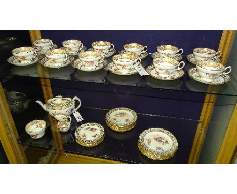 A Hammersley 'Dresden Sprays' pattern six piece tea set, to include teapot, side plates, cream and sugar, (27), together with