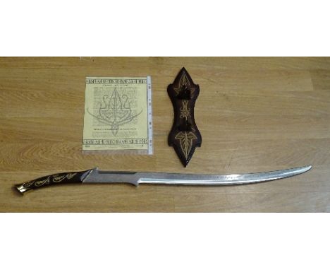 A Lord of the Rings limited edition reproduction sword 'Hadhafang - Sword of Arwen', with certificate of authenticity and woo