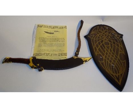 A Lord of the Rings limited edition reproduction 'Elven Knife of Strider', with certificate of authenticity and brown hide sh