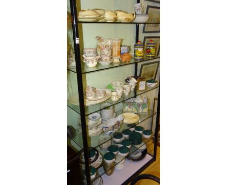 A large quantity of 19th century and later pottery and glass, to include Victorian water jug, Victorian tea set, mantel vase,