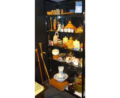A large quantity of sundry collectables, to include copper and brass wares, cased cutlery, pottery storage jars, toilet ewer 