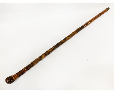 JAPANESE HAND CARVED WALKING STICK - 91.5 CMS LENGTH APPROX