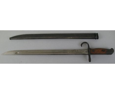 A Japanese Model 1897 Ariska bayonet, the 40cm fullered steel blade with Tokyo arsenal mark and steel scabbard no.1622034, 52