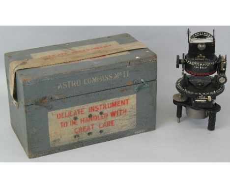 A World War II Royal Air Force Astro Compass MkII, with Air Ministry markings, number 6A/1174(0) 4-H, 20.5cm high in original