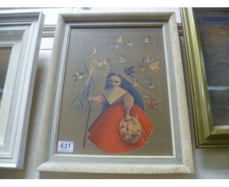 Alejandro Rangel Hidalgo - vintage studio framed print entitled The Little Girl Vendor with label to verso circa 1959