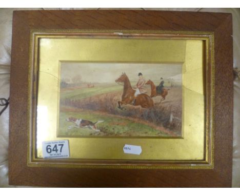 Hunting Scene Watercolour signed Brush