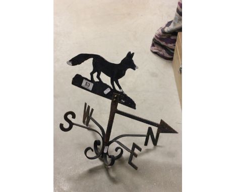 Vintage cast iron weather vane with fox finial