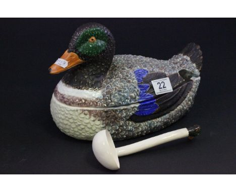 Novelty tureen in the form of a duck with matching ladle