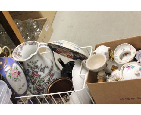 Two boxes of mixed vintage ceramics