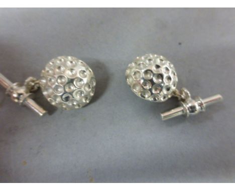 Pair of silver golf ball cufflinks
