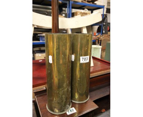 Pair of Large Trenchart Brass Shell Vases plus Vintage Cased Corona Typewriter 