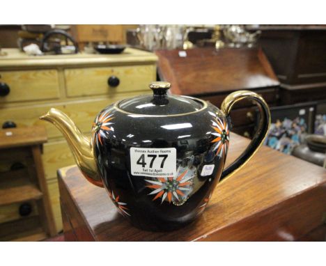 Vintage Gibson ''Starburst'' teapot (large) c1950, hand painted with gilding 