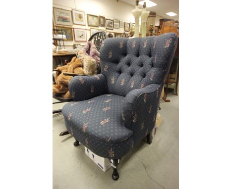 Early 20th century Blue Button Back Upholstered Armchair