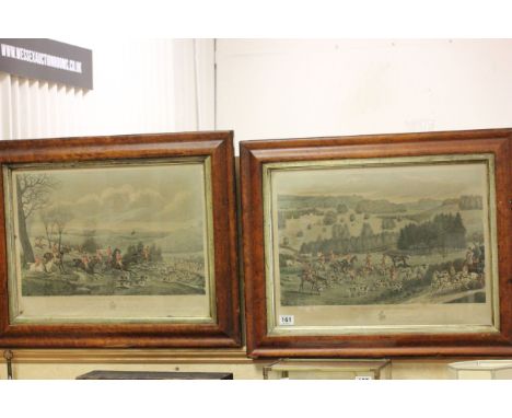 Pair of 19th century Henry Alken hunting engravings in maple frames THE CHASE OF THE ROEBUCK and THE DEATH OF THE ROEBUCK