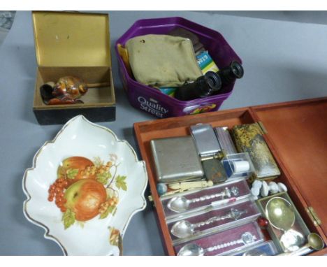 Box of sundries to include meershaum pipe ,darts silver plated  cigarette box etc