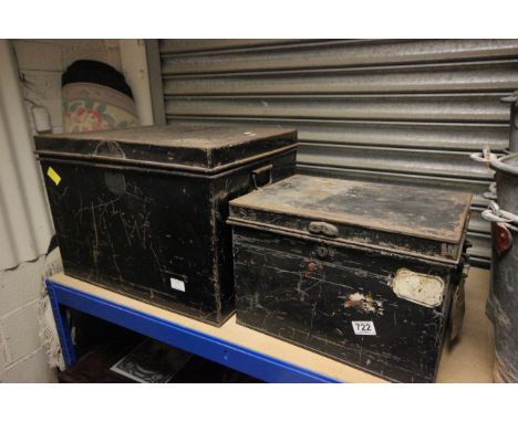 Two Vintage Tin Trunks
