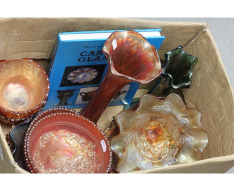 Collection of Carnival Glass and a Guide Book
