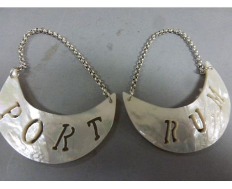 Pair of mother of pearl spirit labels