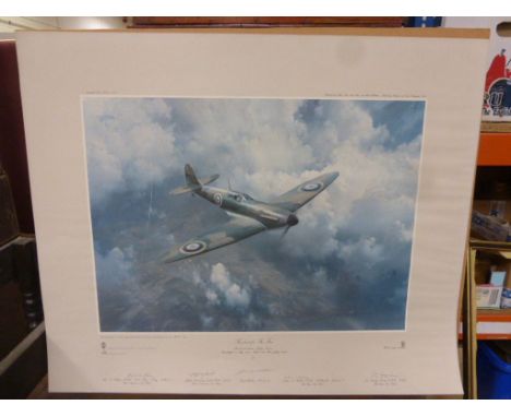 Frank Wootton Limited Edition Print ' The first for the few ' signed in pencil by the artist and pilots Alan Clifton, Jeffery