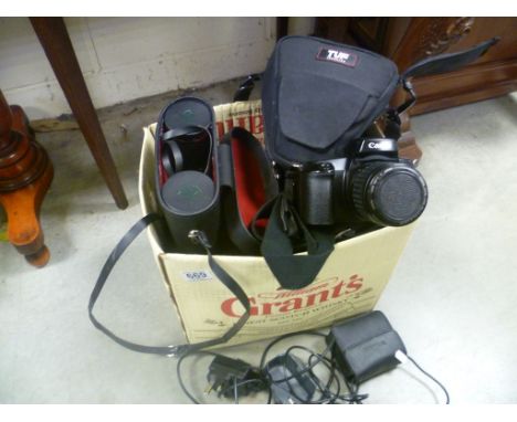 Cased Set of Greenkat Binoculars plus Various Camera Equipment