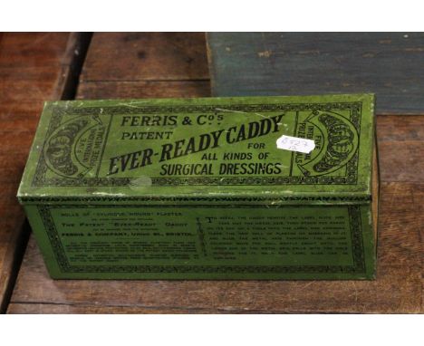Edwardian Ferris & Co of Bristol patent ever ready caddy for surgical dressing tin 