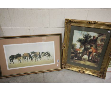 Framed and Glazed Signed Limited Edition Patrick A Oxenham Print of Horses together with another Print of Ornate Gilt Framed