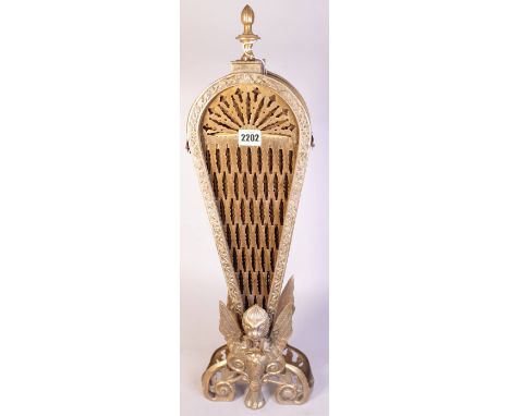 A BRASS FIRE FAN SCREEN62cm high