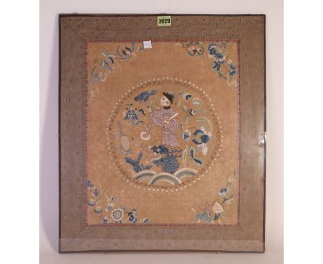 AN EARLY 20TH CENTURY CHINESE SILK WORK PANEL48cm wide; 55cm high