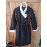 WOMENS MUZI STUDIO - LONG BLACK JACKET/COAT - BLACK AND WHITE - NEW- SIZE 1/ UK SMALL/MEDIUM