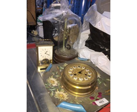 4 clock, including carriage clock, glass domed clock, and marble clock case 