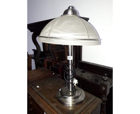 A modern steel and glass table lamp, height 50cm. 