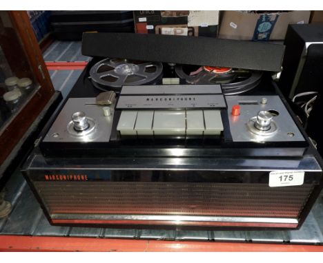 A Marconiphone reel to reel tape player- as foundCondition: not currently running, will power up with light, will require cur