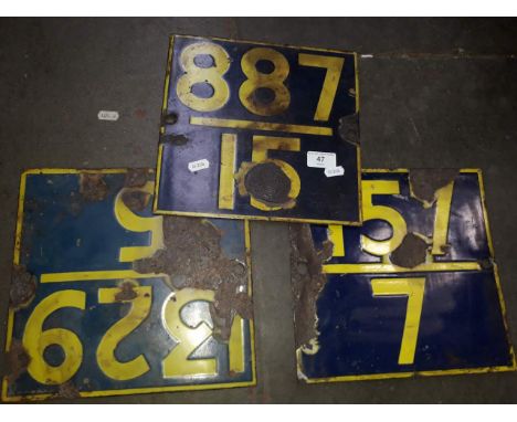 3 vintage railway track marker signs 