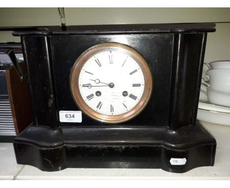 Victorian black slate mantel clock 