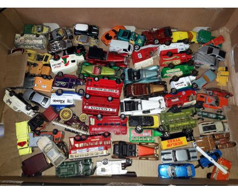 A box of 65 diecast toys including matchbox &amp; Corgi. 