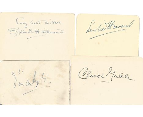 Gone with the Wind collection 4,6x4 album pages signed by cast members Clark Gable, Vivien Leigh, Leslie Howard and Olivia De