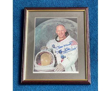 Buzz Aldrin signed 14x11 mounted and framed colour photo. Buzz Aldrin ( born Edwin Eugene Aldrin Jr. , January 20, 1930) is a