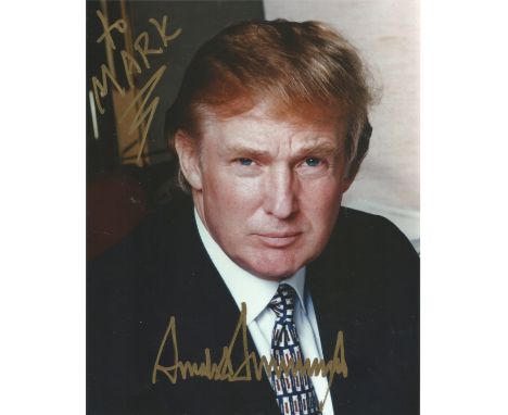 Donald Trump signed 10x8 colour photo dedicated. Donald John Trump (born June 14, 1946) is an American media personality and 