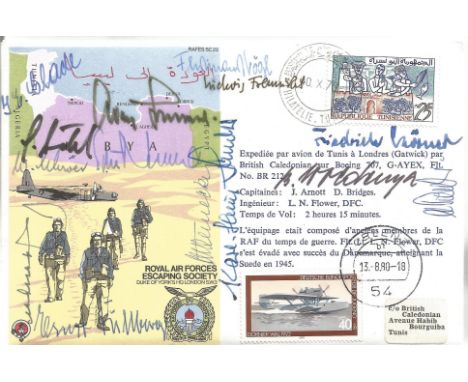 The Glorious Dozen JG27 Luftwaffe aces multisigned Escape from Libya RAF Escaping Society cover. Only 124 covers signed by A 