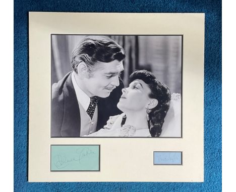 Clark Gable and Vivien Leigh Gone with the Wind 18x18 mounted signature piece includes two signed album pages and a superb bl