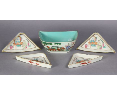 An early 19th century Chinese famille rose porcelain bowl of bat’s-wing shape, finely painted with scenes of figures &amp; my