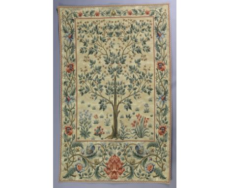 A “Traditional Tapestries” "Glastonbury Abbey, The Tree of Life” tapestry after the William Morris design, 57” x 36½”.