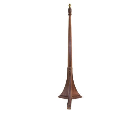 Kingfisherman: Herbert Bird (York): An Oak Standard Lamp, tapering octagonal column, on a cruiform base, with carved kingfish