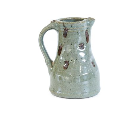 Tim Andrews (b.1960) and Takeshi Yasuda (Japanese, b.1943): A Large Demonstration Stoneware Pitcher,  covered in a green glaz