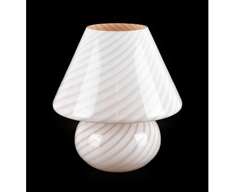 A Murano Fungo Glass Table Lamp, probably Venini, designed 1970s, pink swirl and white cased, unmarked,39cm highTiny nick on 