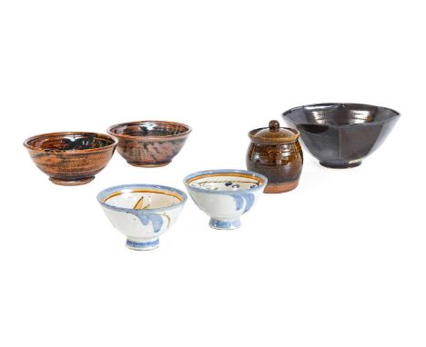 Paul Michael Green (b.1949): Two Stoneware Bowls, tenmoku glaze, impressed PG seal mark,16cm diameterDavid Lloyd Jones (1928-